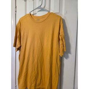 Blue Mountain Mens Large Mustard Yellow Short Sleeve Crew Neck Cotton T-Shirt